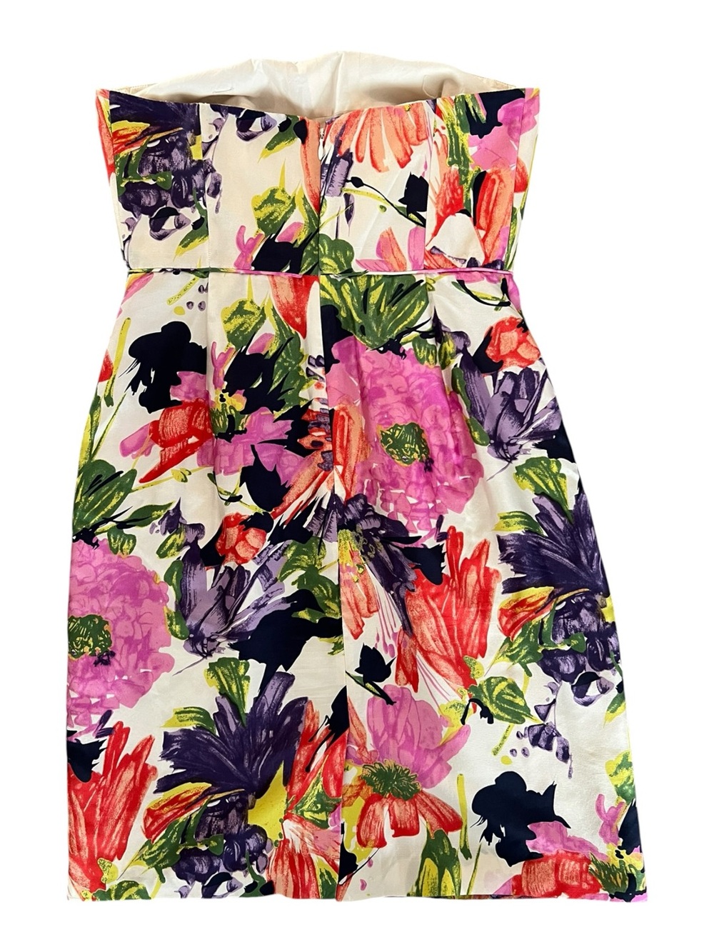 J. Crew Strapless Floral Print Cocktail Dress 100% Silk Women’s Size 4 - Picture 4 of 13